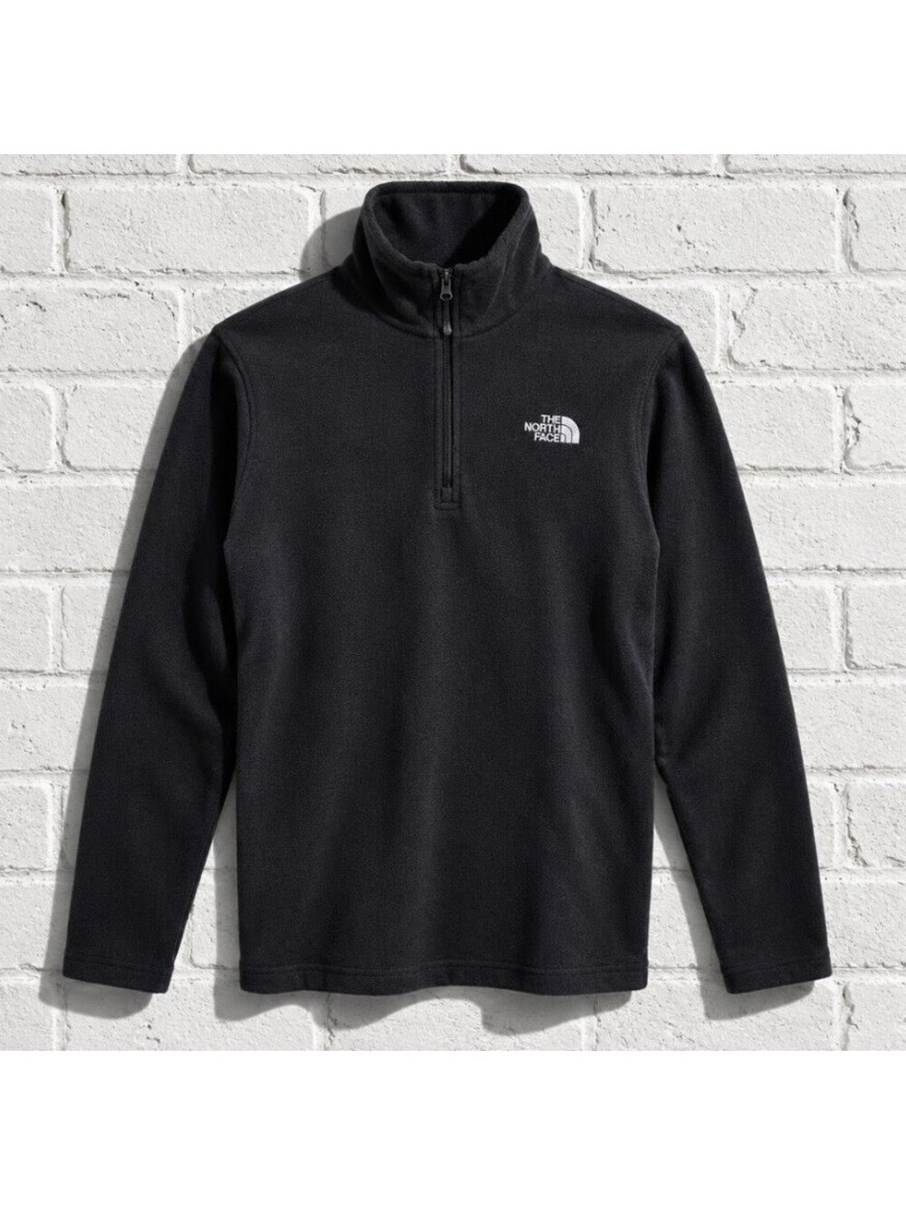 THE NORTH FACE Men’s 100 Glacier 1/4 Zip Long Sleeve PolarTec Fleece in Black-XL